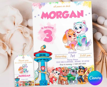 Skye Everest Paw Patrol Editable Invitation Template