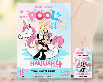 Minnie Pool Editable Invitation Template