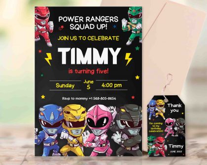 Power Rangers Editable Invitation Template