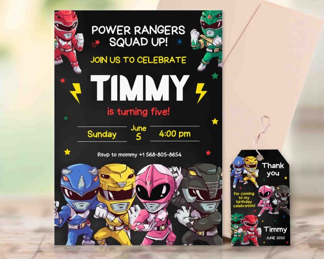 Power Rangers Editable Invitation Template