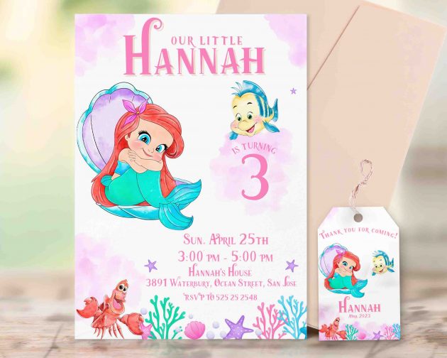 Little Mermaid Editable Invitation Template