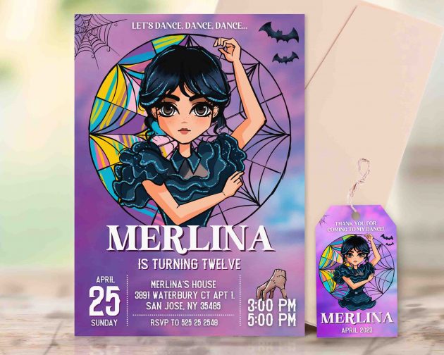 Wednesday Addams Editable Invitation Template