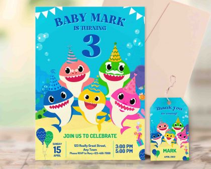 Baby Shark Boy Editable Invitation