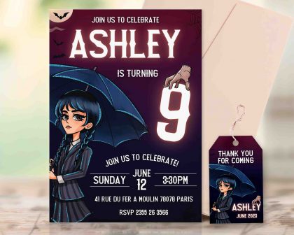 Wednesday Addams Editable Invitation Template
