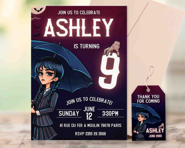Wednesday Addams Editable Invitation Template