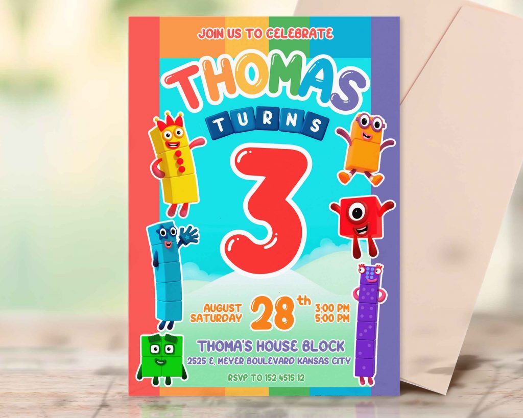 Numberblocks Editable Invitation Template – Sweet Moments Template