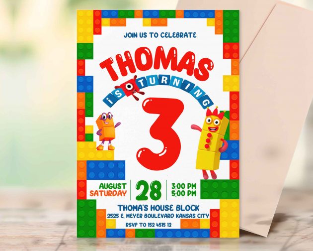 Numberblocks Editable Invitation Template