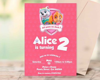 Skye Everest Paw Patrol Editable Invitation Template