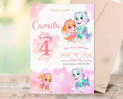 Skye Everest Paw Patrol Editable Invitation Template
