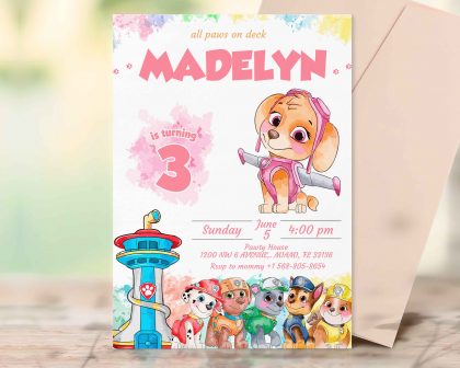 Skye Paw Patrol Editable Invitation Template