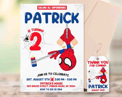 Baby Spiderman Editable Invitation Template