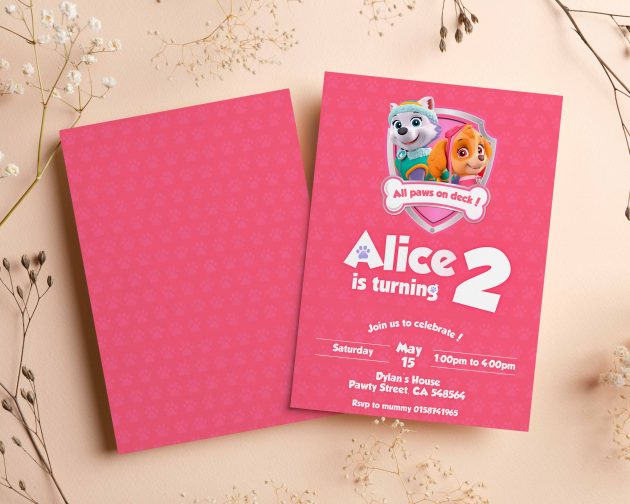 Skye Everest Paw Patrol Editable Invitation Template - Image 3