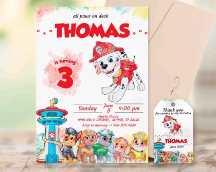 Marshall Paw Patrol Editable Invitation Template