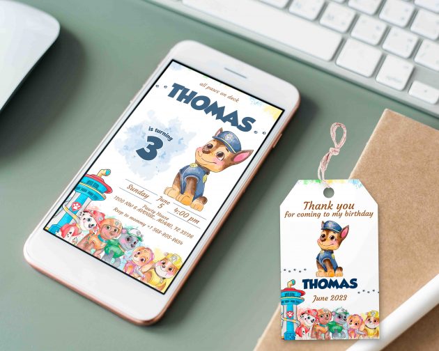 Chase Paw Patrol Editable Invitation Template - Image 2