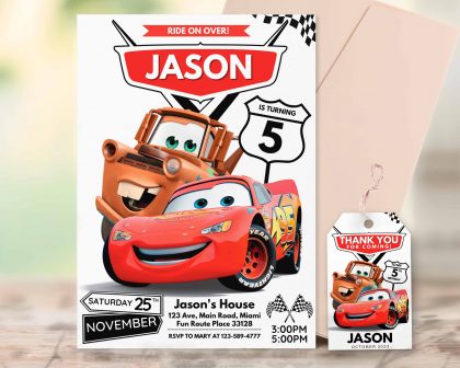 Cars Mater Editable Invitation Template