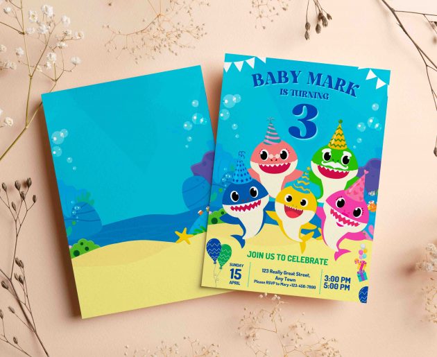 Baby Shark Boy Editable Invitation - Image 3