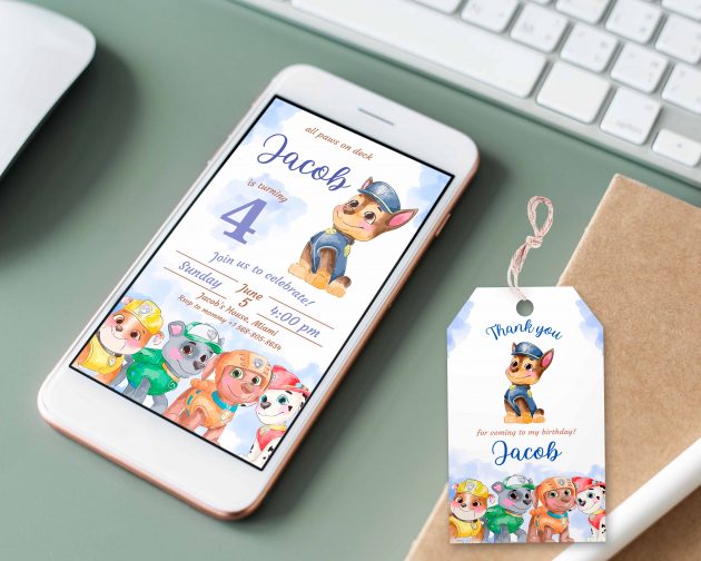 Chase Paw Patrol Editable Invitation Template - Image 2