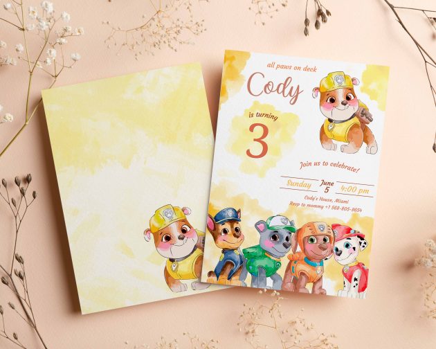 Rubble Paw Patrol Editable Invitation Template - Image 3