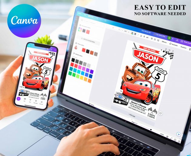 Cars Mater Editable Invitation Template - Image 6
