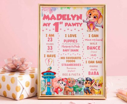 Paw Patrol Birthday Milestone Board Poster