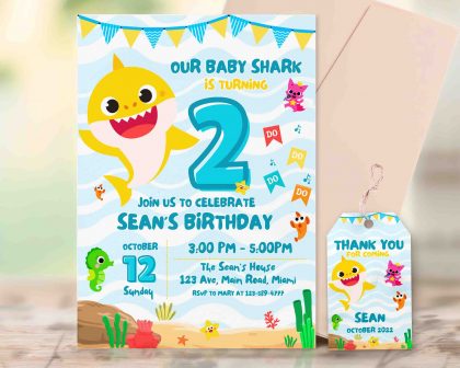 Baby Shark Boy Editable Birthday Invitation