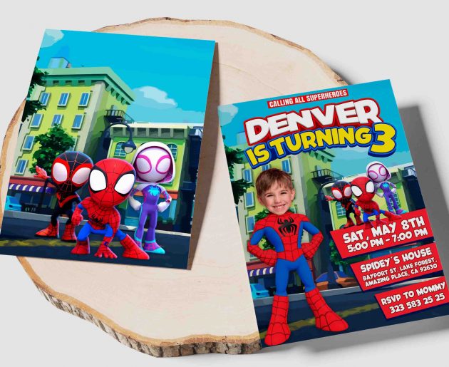 Spiderman Birthday Invitation with photo, custom photo - Image 4