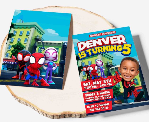 Spiderman Birthday Invitation with photo, custom photo - Image 4