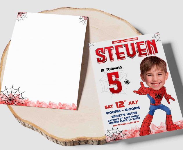 Spiderman Birthday Invitation with photo, custom photo - Image 4