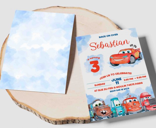 Cars Watercolor Editable Invitation Template - Image 4