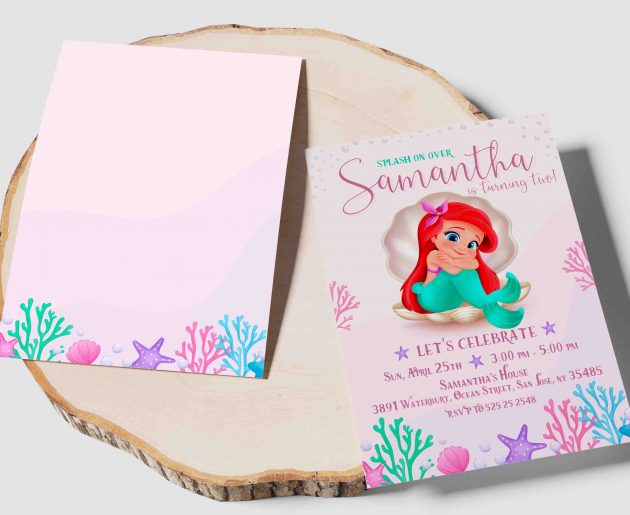 Little Mermaid Editable Invitation Template - Image 4