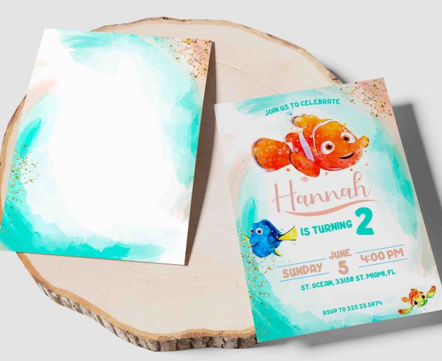 Finding Nemo Watercolor Editable Invitation Template - Image 4