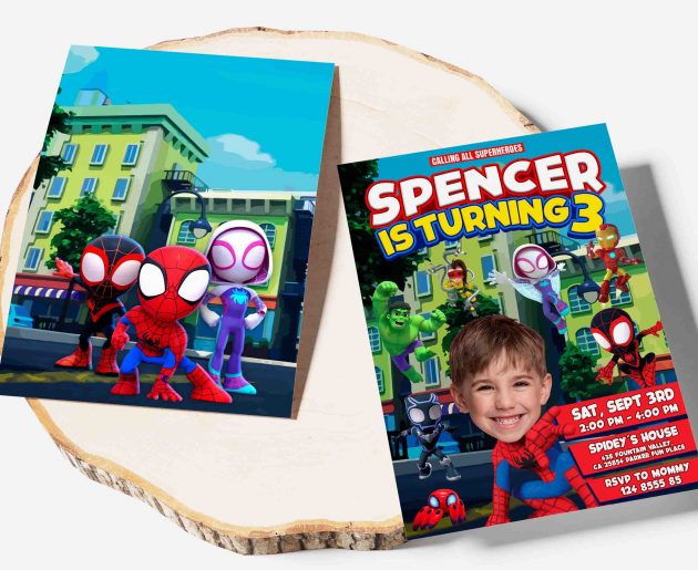 Spiderman Birthday Invitation with photo, custom photo - Image 4