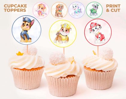 Digital Cupcake Topper, Sticker, Paw Patrol