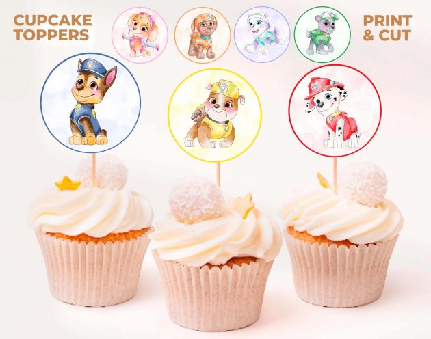 Digital Cupcake Topper, Sticker, Paw Patrol