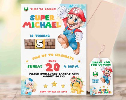 Super Mario Editable Invitation Template
