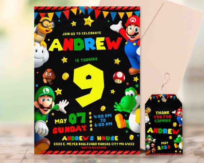 Super Mario Editable Invitation Template
