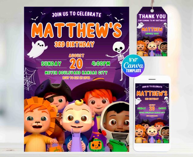 Cocomelon Spooky Editable Invitation Template