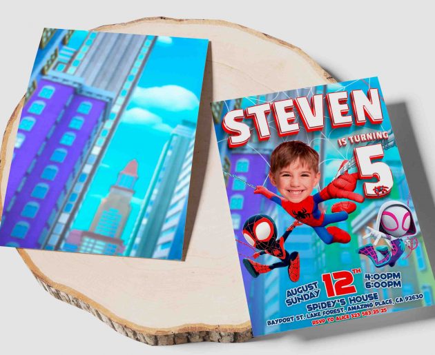 Spiderman Birthday Invitation with photo, custom photo - Image 4