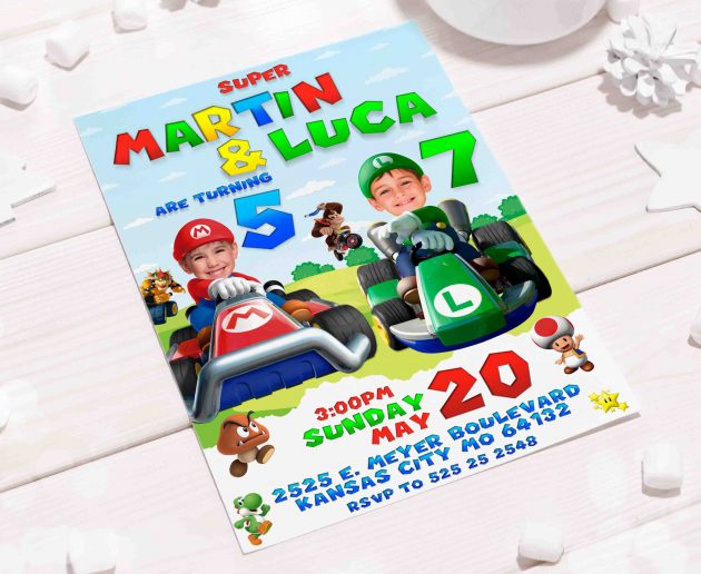Super Mario Birthday Invitation with photo, custom photo - Image 5