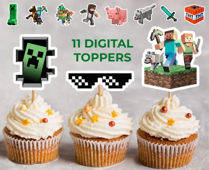 Minecraft Digital Cupcake Topper, Sticker