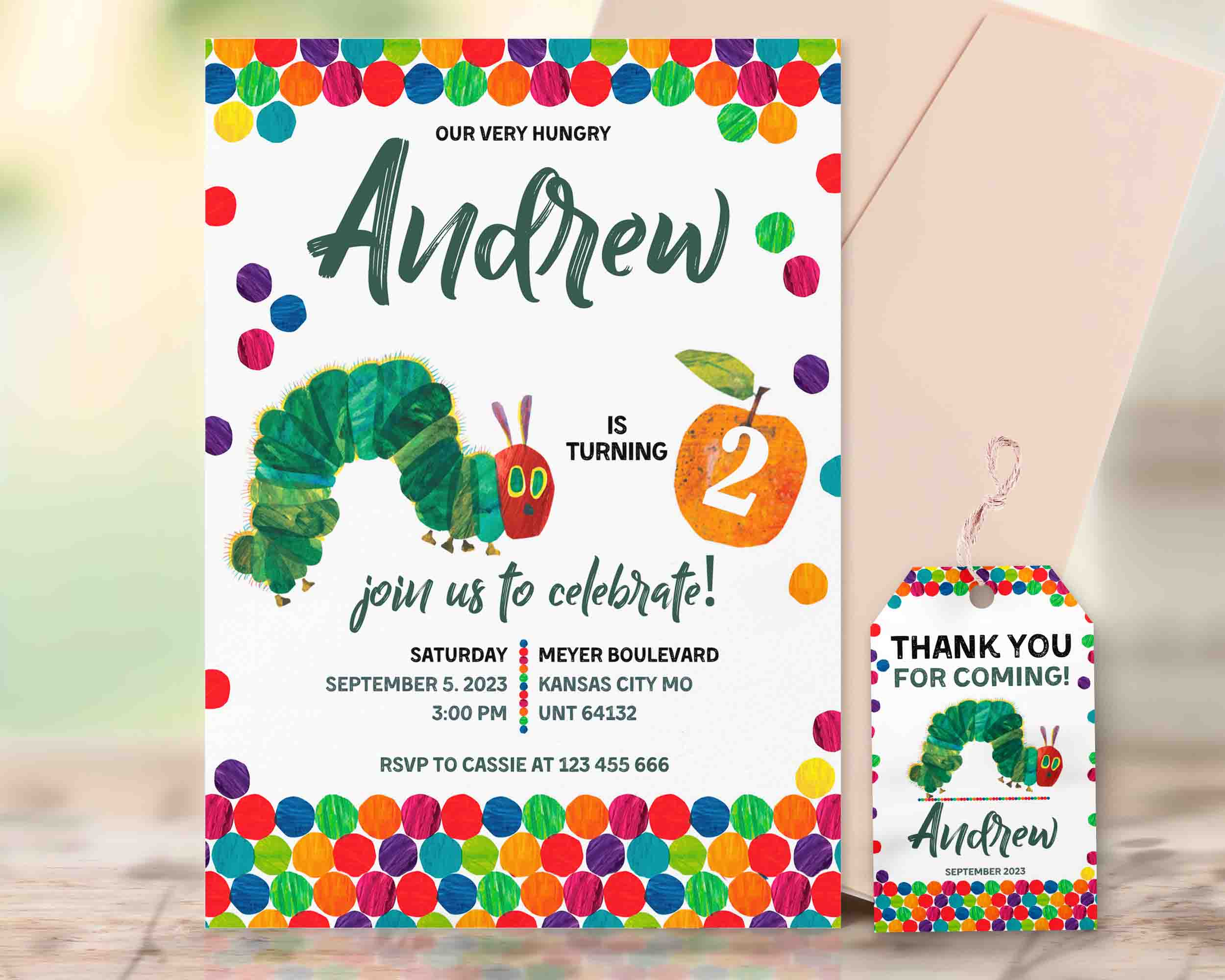 The Very Hungry Caterpillar Editable Invitation Template
