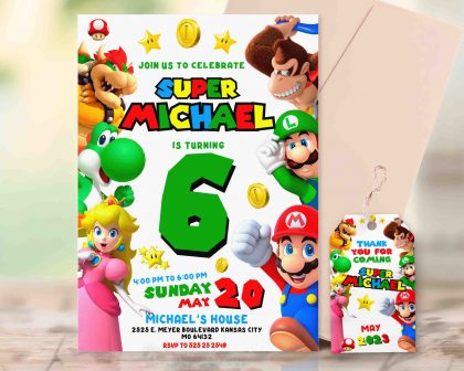 Super Mario Editable Invitation Template
