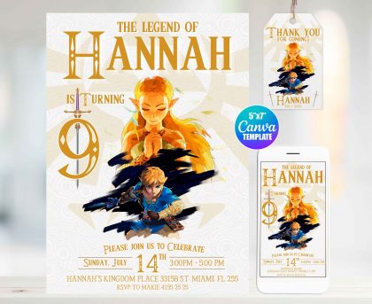 The Legend of Zelda Editable Invitation Template