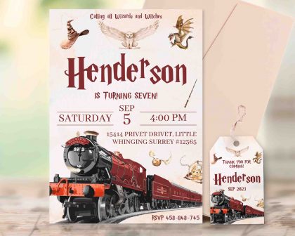 Wizard Harry Potter Editable Invitation Template