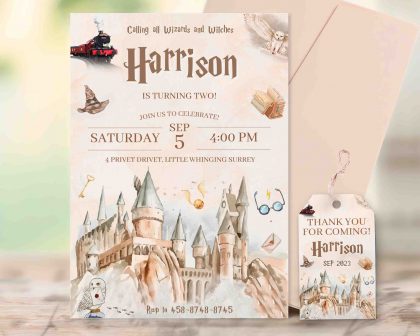 Wizard Harry Potter Editable Invitation Template
