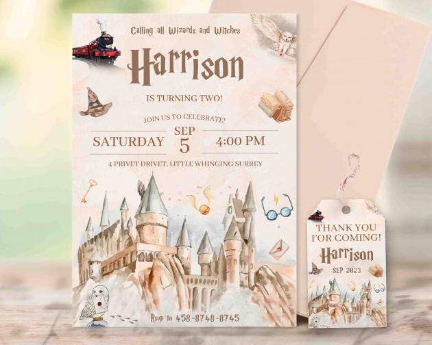 Wizard Harry Potter Editable Invitation Template