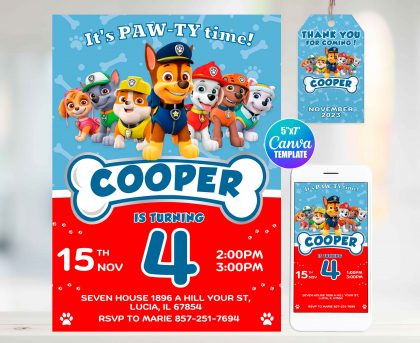 Paw Patrol Editable Invitation Template