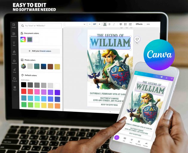 The Legend of Zelda Editable Electronic Invite - Image 2