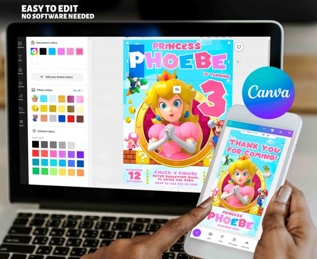 Princess Peach Editable Invitation Template - Image 7