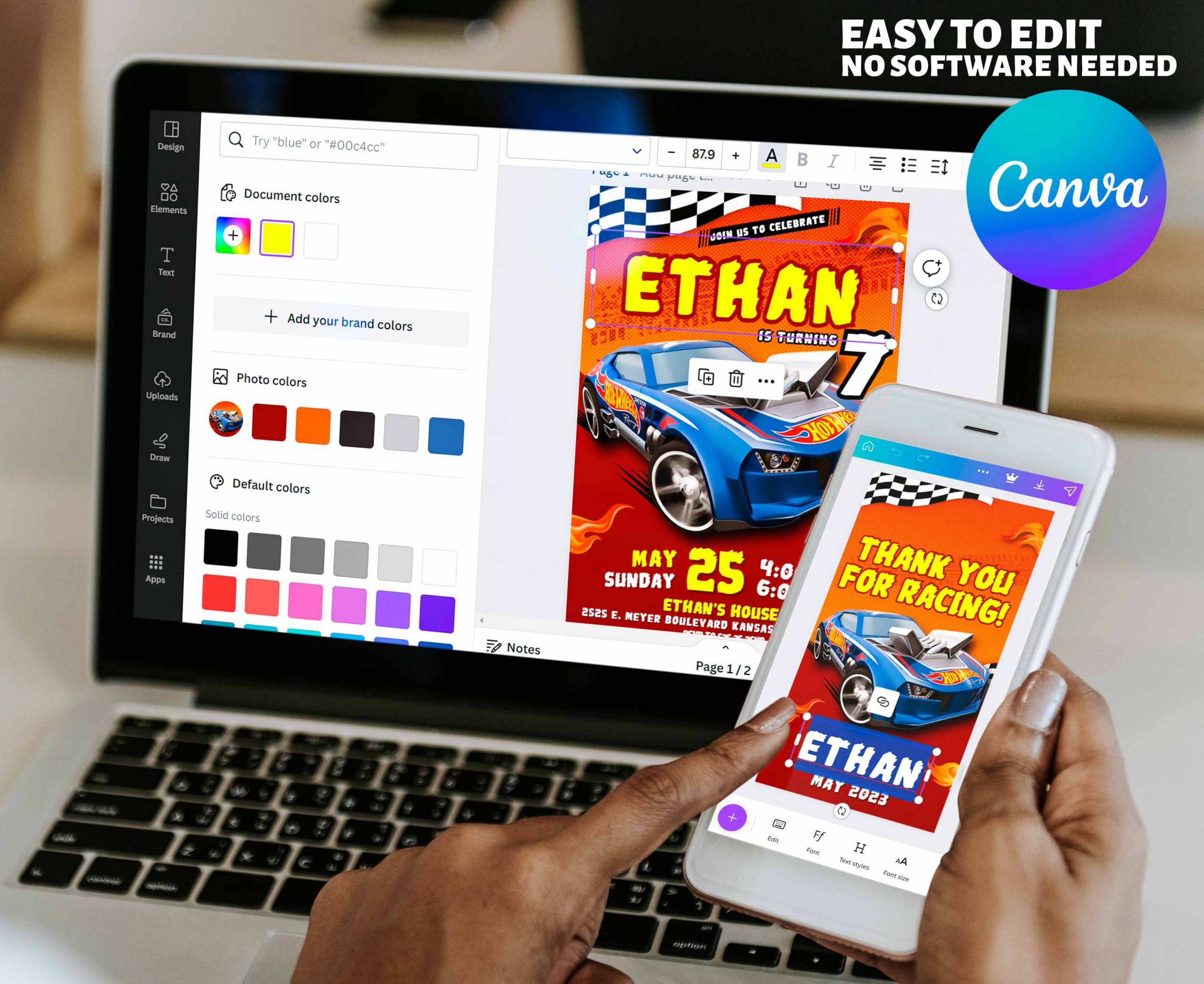 Hot Wheels Editable Invitation Template - Image 7